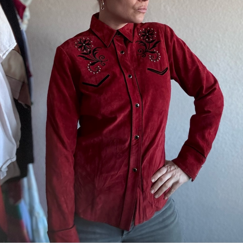 LEATHER SUEDE WESTERN TOP